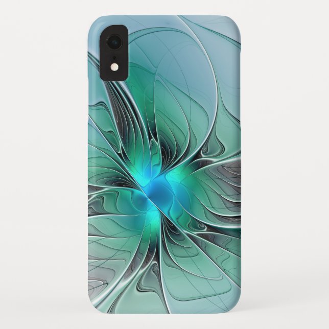 Abstrakt mit blauer, moderner Kunst des Fraktals Case-Mate iPhone Hülle (Rückseite)