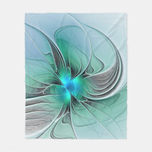 Abstrakt mit blauer, moderner Kunst des Fraktals Fleecedecke