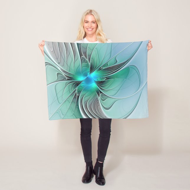 Abstrakt mit blauer, moderner Kunst des Fraktals Fleecedecke (Beispiel)
