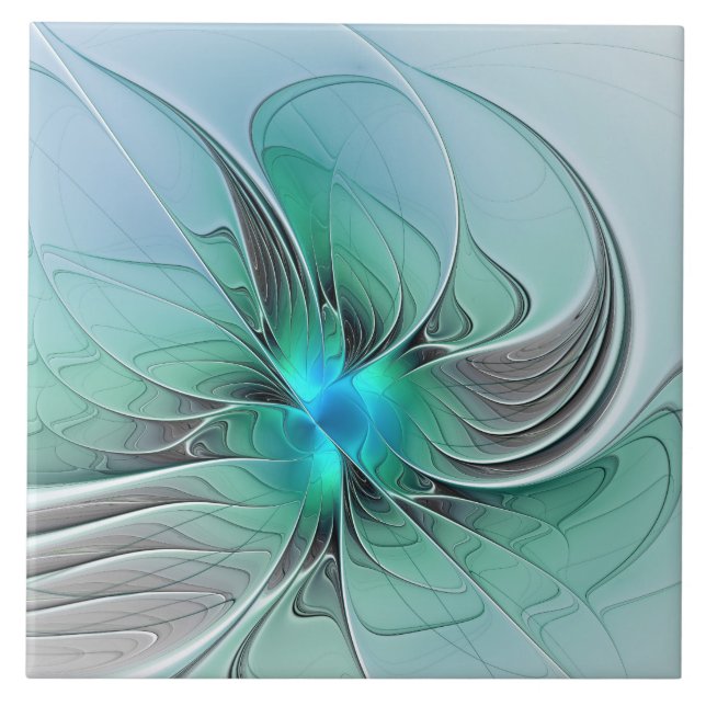 Abstrakt mit blauer, moderner Kunst des Fraktals Fliese (Vorderseite)