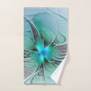 Abstrakt mit blauer, moderner Kunst des Fraktals Handtuch