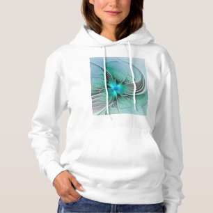 Abstrakt mit blauer, moderner Kunst des Fraktals Hoodie