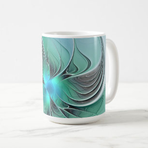 Abstrakt mit blauer, moderner Kunst des Fraktals Kaffeetasse