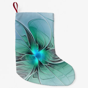 Abstrakt mit blauer, moderner Kunst des Fraktals Kleiner Weihnachtsstrumpf