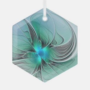 Abstrakt mit blauer, moderner Kunst des Fraktals Ornament Aus Glas