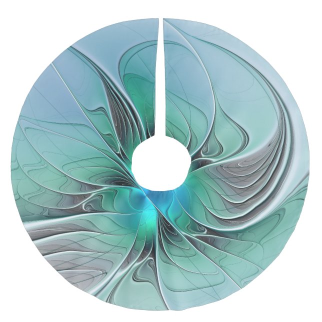 Abstrakt mit blauer, moderner Kunst des Fraktals Polyester Weihnachtsbaumdecke (Vorderseite)