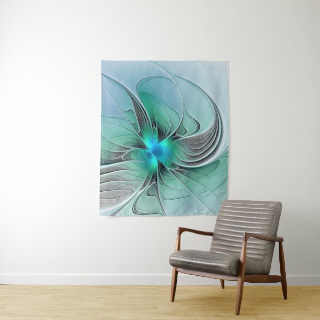 Abstrakt mit blauer, moderner Kunst des Fraktals Wandteppich (Beispiel)