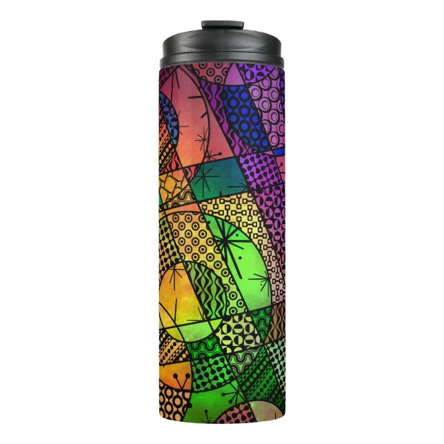 Abstrakt mit Texturen und Mustern Thermosbecher (Vorderseite)