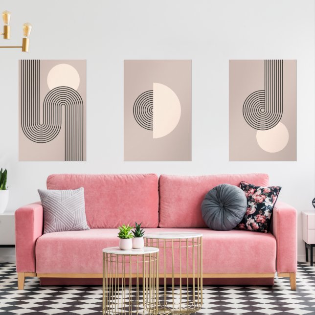 Abstrakt Mitte des Jahrhunderts Bilderwand Sets (Wohnzimmer)