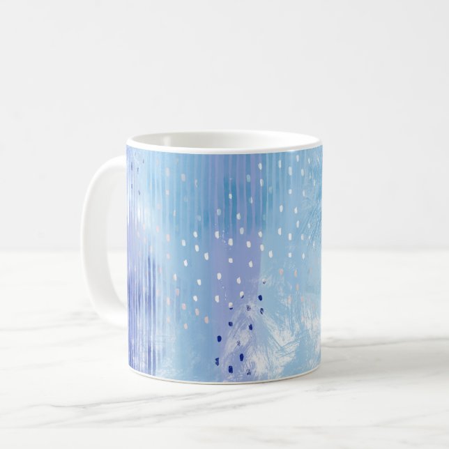 Abstrakt Mixed Media Blue Türkis Yellow Kaffeetasse (Vorderseite Links)