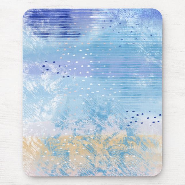 Abstrakt Mixed Media Blue Türkis Yellow Mousepad (Vorne)