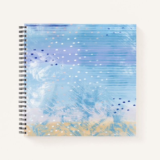 Abstrakt Mixed Media Blue Türkis Yellow Notizbuch (Vorderseite)