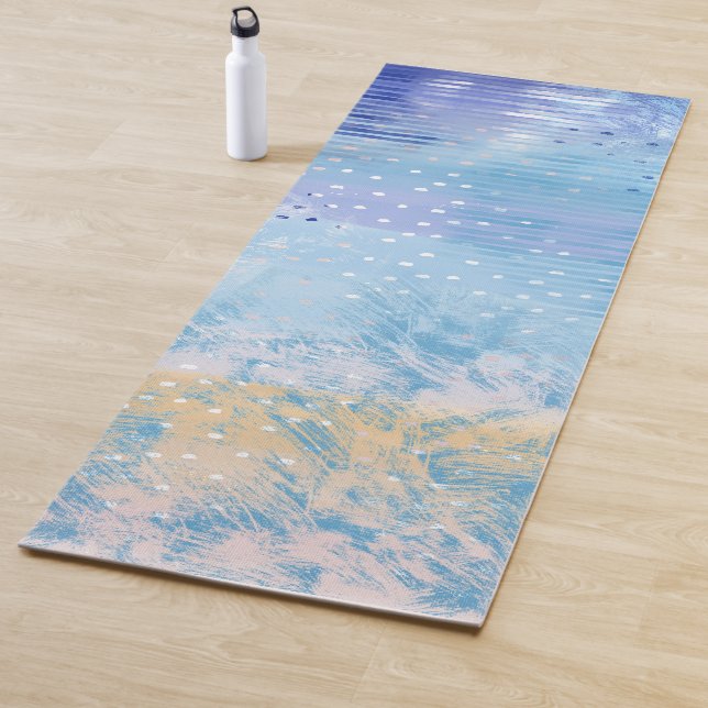 Abstrakt Mixed Media Blue Türkis Yellow Yogamatte (Beispiel)