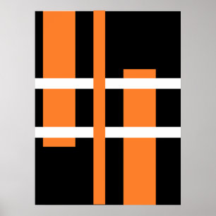 Abstrakt Modern Art Lines Orange White Black Poster