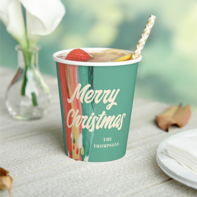 Abstrakt Modern frohe Weihnachten Personalisierter Pappbecher (In Situ)