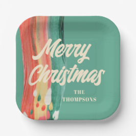 Abstrakt Modern frohe Weihnachten Personalisierter Pappteller