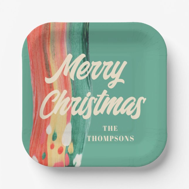 Abstrakt Modern frohe Weihnachten Personalisierter Pappteller (Vorderseite)