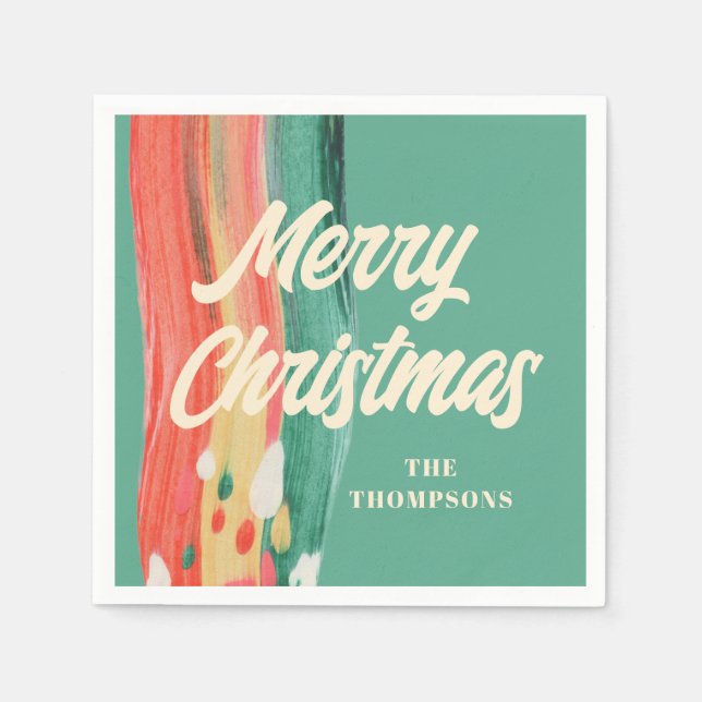 Abstrakt Modern frohe Weihnachten Personalisierter Serviette (Vorderseite)