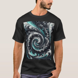 Abstrakt-modern, grün, silber und schwarz schwirbe T-Shirt