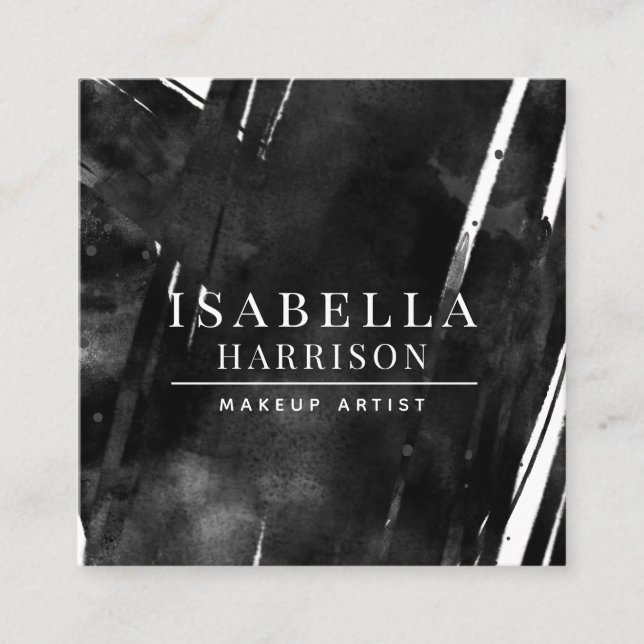Abstrakt-Modern-Makeup-Künstlerschwarz Quadratische Visitenkarte (Vorderseite)