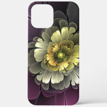 Abstrakt Modern Purpur Khaki Gray Fraktal Blume