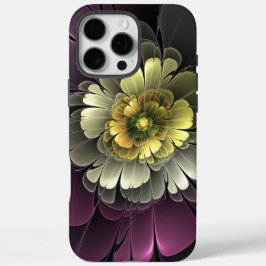 Abstrakt Modern Purpur Khaki Gray Fraktal Blume iPhone 16 Pro Max Hülle