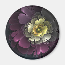 Abstrakt Modern Purpur Khaki Gray Fraktal Blume