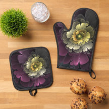 Abstrakt Modern Purpur Khaki Gray Fraktal Blume