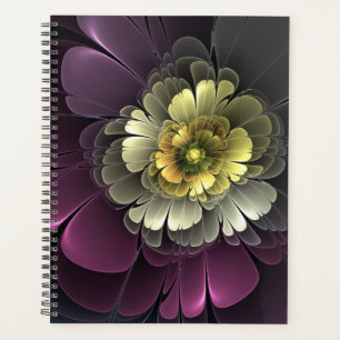 Abstrakt Modern Purpur Khaki Gray Fraktal Blume Planer