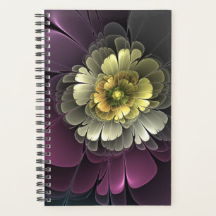 Abstrakt Modern Purpur Khaki Gray Fraktal Blume Planer