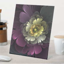Abstrakt Modern Purpur Khaki Gray Fraktal Blume