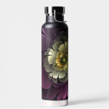 Abstrakt Modern Purpur Khaki Gray Fraktal Blume