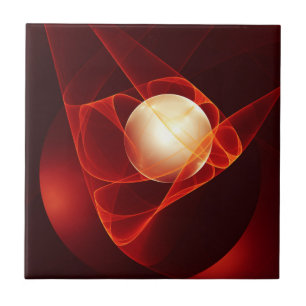 Abstrakt Modern Red Creme Fantasy Fraktal Art Fliese