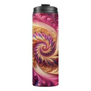 Abstrakt, modern, rosa, goldfarben und Lila Thermosbecher