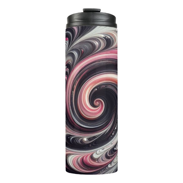 Abstrakt modern, rosa, schwarz und weiß thermosbecher (Vorderseite)