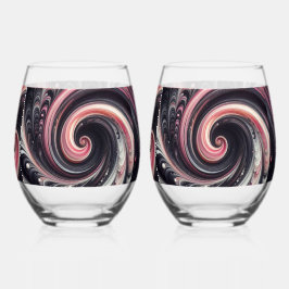 Abstrakt modern, rosa, schwarz und weiß weinglas ohne stiel