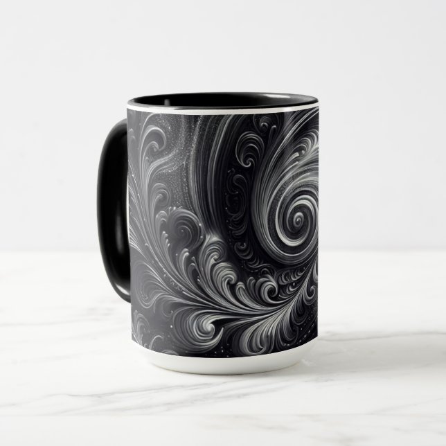 Abstrakt-modern, schlicht, schwarz und weiß tasse (Vorderseite Links)