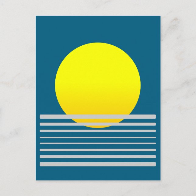 Abstrakt Moderne Kunst Gelbe Sonne und Meer Landsc Postkarte (Vorderseite)