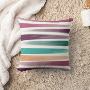 Abstrakt Moderne Lila Marsala Aquamarin Pinselstri Kissen