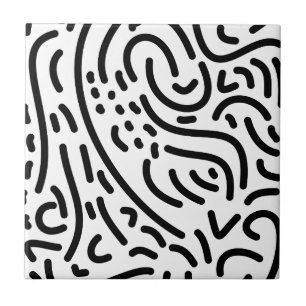Abstrakt moderne schwarze und weiße Doodle Memphis Fliese