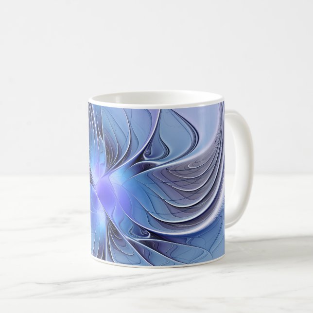 Abstrakt Modernes Fraktal Art Lavendel Kaffeetasse (VorderseiteRechts)