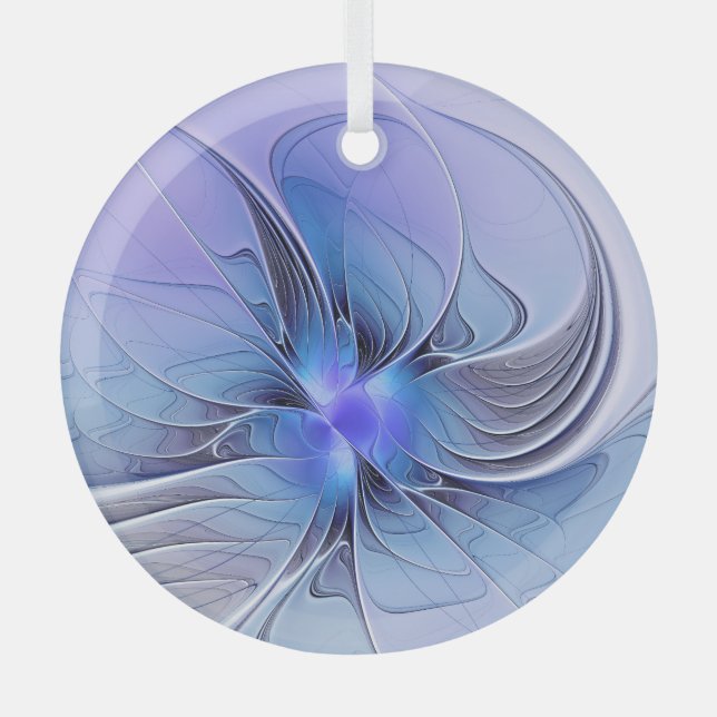 Abstrakt Modernes Fraktal Art Lavendel Ornament Aus Glas (Vorderseite)