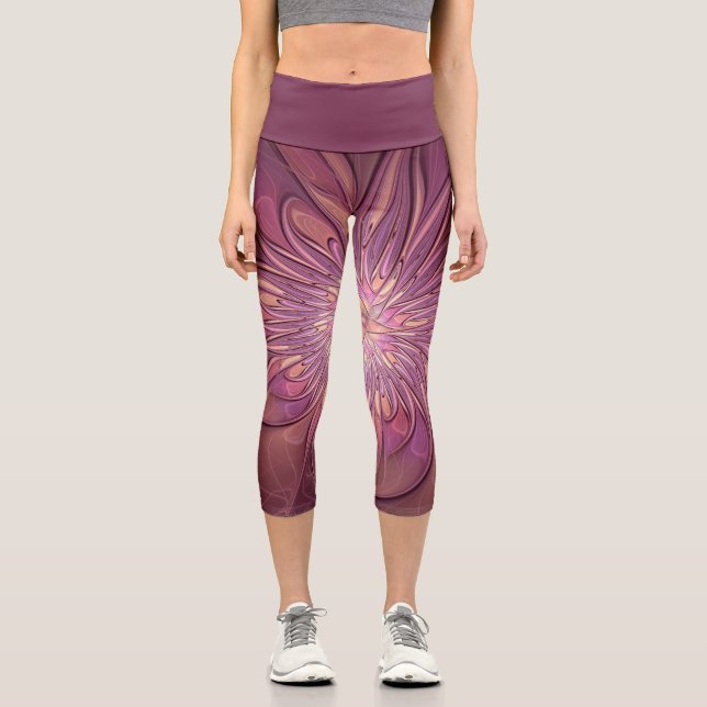 Abstrakt Modernes Fraktal Capri Leggings (Vorderseite)