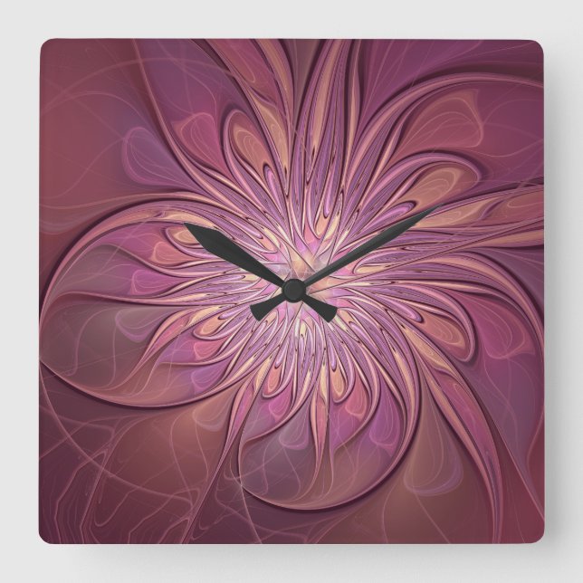 Abstrakt Modernes Fraktal Florenz Kunst, Dichtung  Quadratische Wanduhr (Vorderseite)