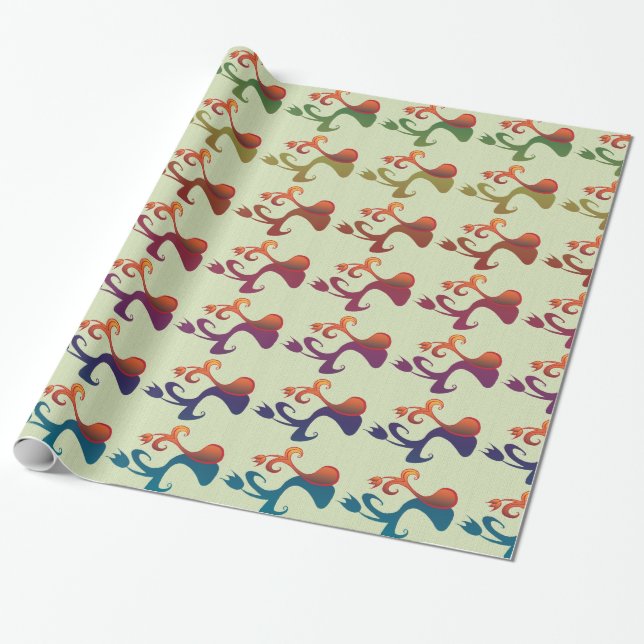 Abstrakt Modernes Multicolor Tulip Blumendesign Geschenkpapier (Ungerollt)