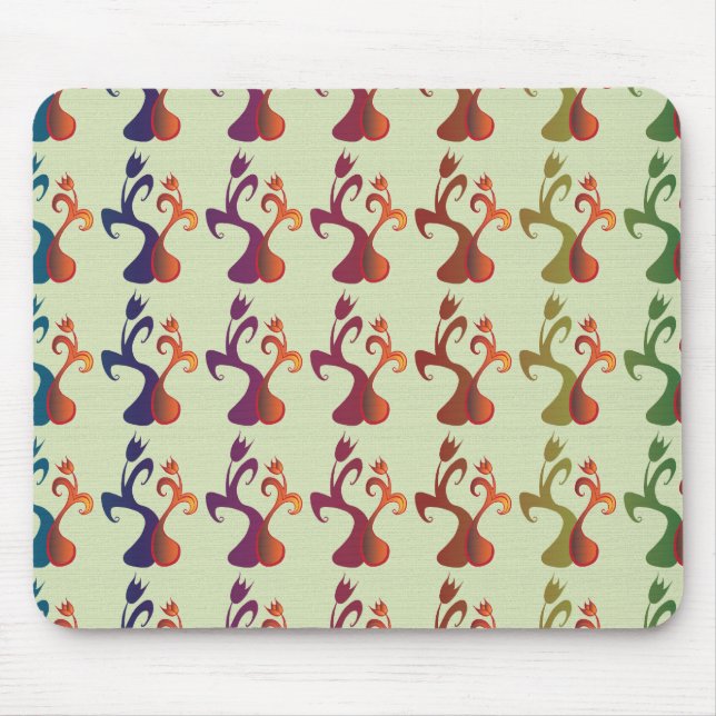 Abstrakt Modernes Multicolor Tulip Blumendesign Mousepad (Vorne)