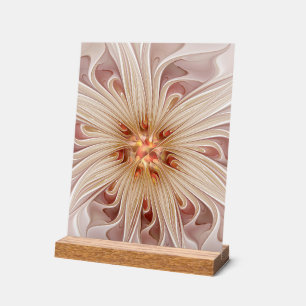 Abstrakt Modernes Peach Pasta Blume Fraktal Acrylschild