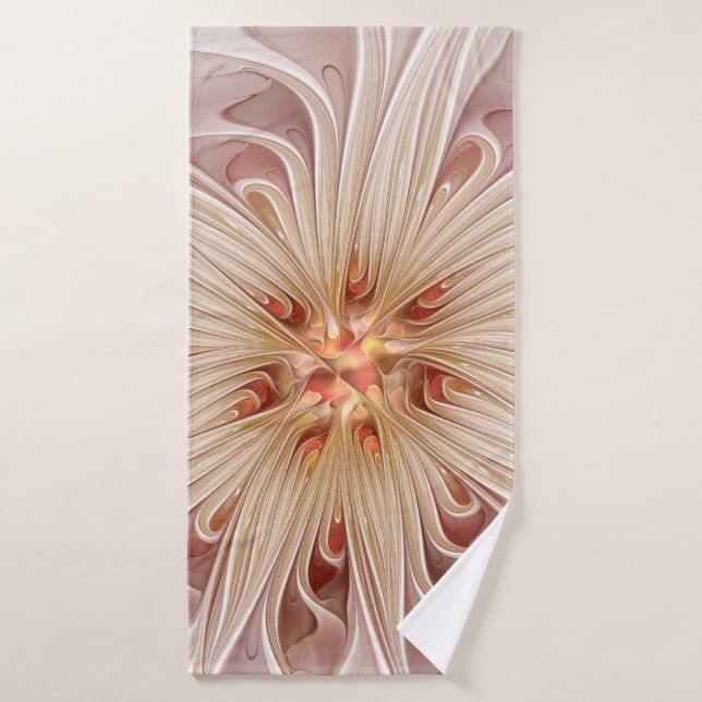 Abstrakt Modernes Peach Pasta Blume Fraktal Badehandtuch (Badehandtuch)