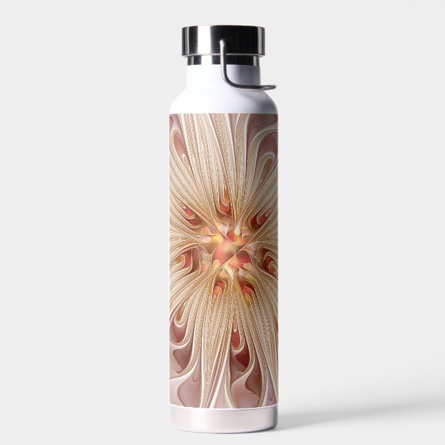 Abstrakt Modernes Peach Pasta Blume Fraktal Trinkflasche (Links)