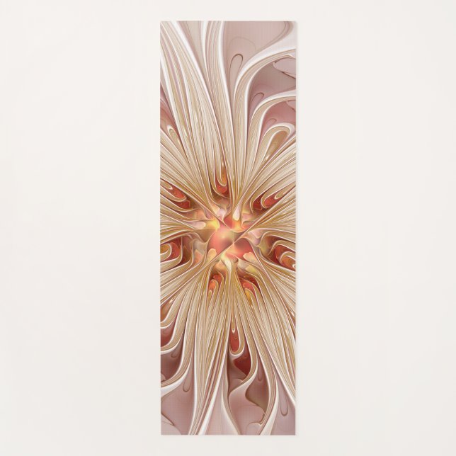 Abstrakt Modernes Peach Pasta Blume Fraktal Yogamatte (Vorderseite)